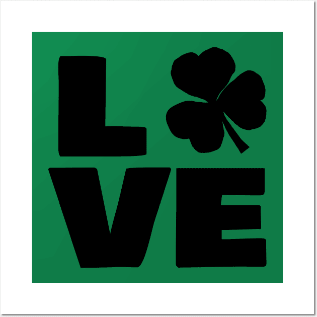 Saint Patricks Day Love Shamrock Typography Wall Art by ellenhenryart